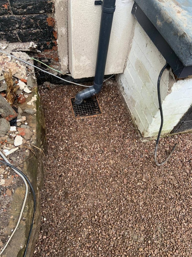 a drain in a building